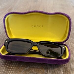 Gucci Black Sunglasses with Purple and Yellow Case